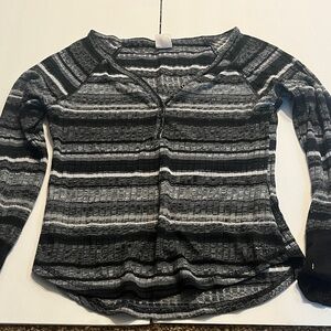 No Boundaries Black and Gray Striped Long Sleeve Top